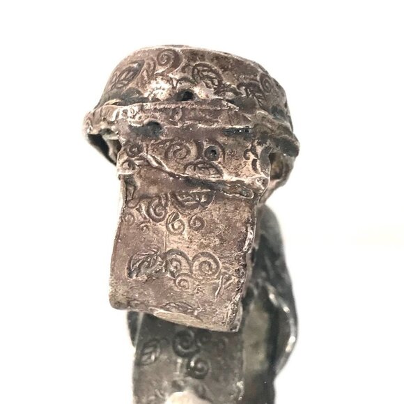 Huge Turquoise Gemstone Sterling Silver Handmade Size 8 Ring Hammered Chunky 925 - Picture 5 of 11